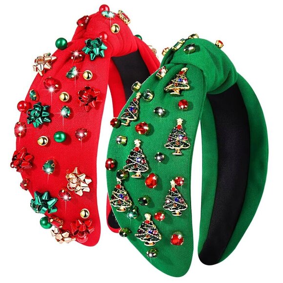 Women’s Christmas Headbands Fabric Crystal Pearl Holiday Party Accessories main image 6